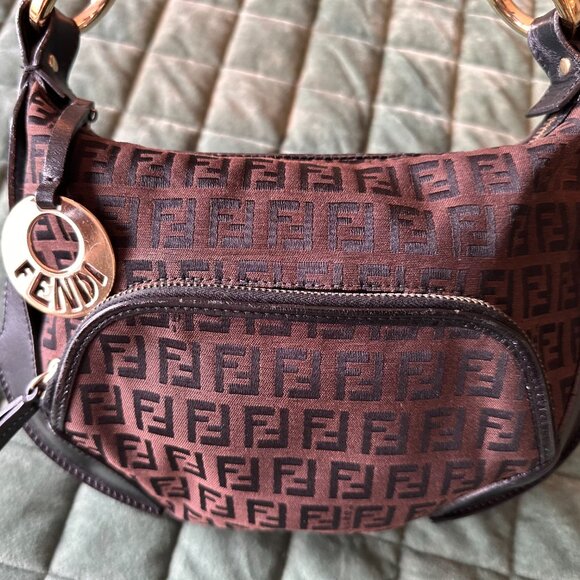 Fendi Zuccino Cuoio Borsa Pocket Bag Baguette - Picture 2 of 15